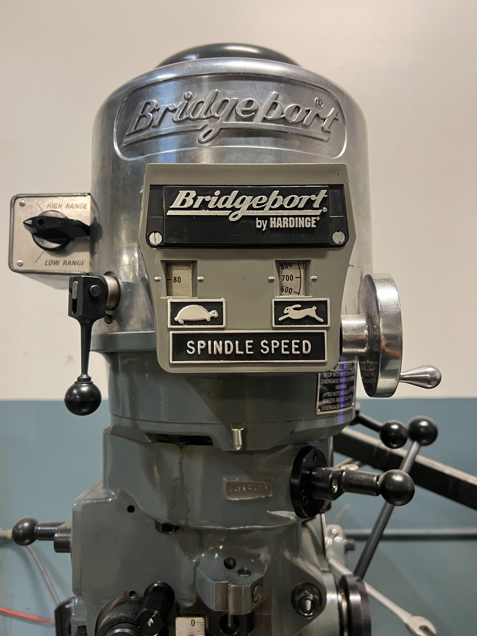 Bridgeport, vertical mill, 9" x49" table, 2 HP, 2-Axis Acu-Rite digital read out, variable speed, power - Image 3