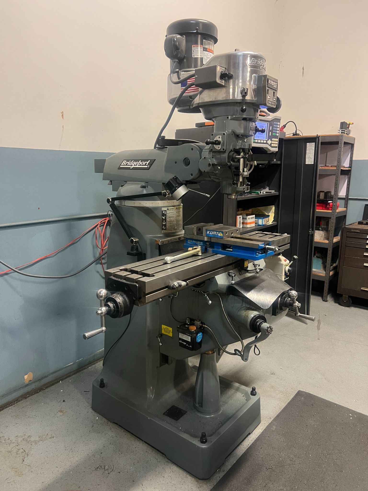 Bridgeport, vertical mill, 9" x49" table, 2 HP, 2-Axis Acu-Rite digital read out, variable speed, power - Image 6