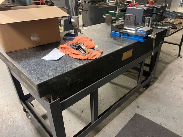 72" x 36" granite Surface Combustion plate, steel stand, 36" height - Image 1