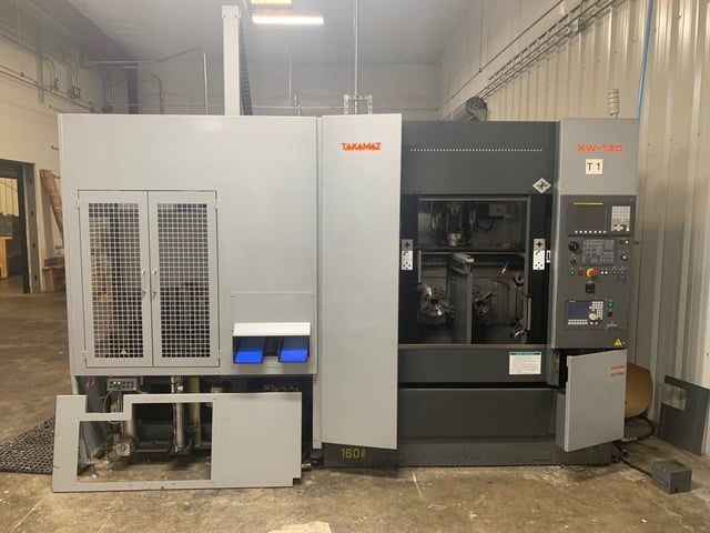 Takamaz #XW-130, Twin Spindle CNC Lathe, 15 HP, 4000 RPM, (2) 8-station turrets, Takamaz GTH150 gantry - Image 1