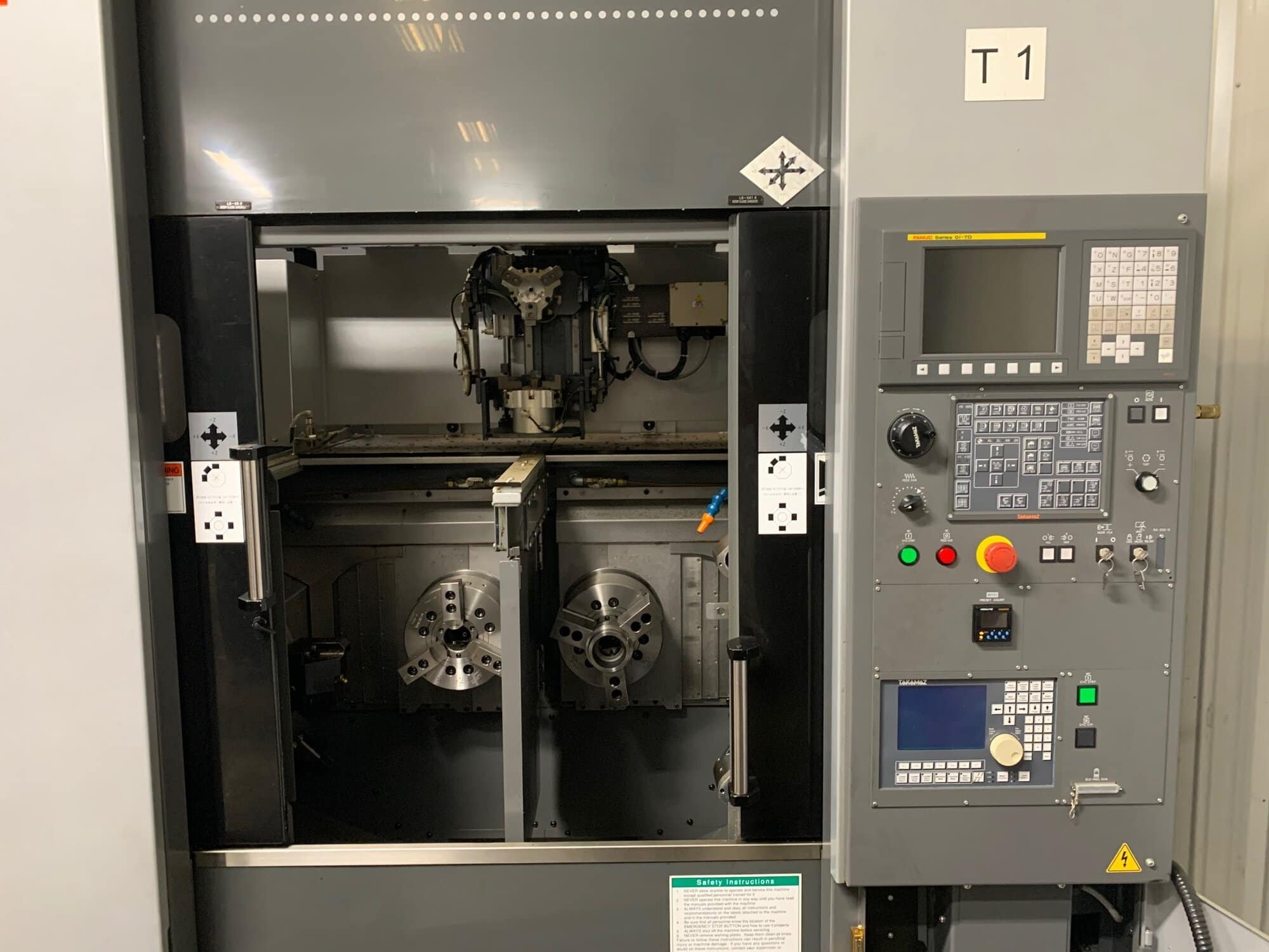 Takamaz #XW-130, Twin Spindle CNC Lathe, 15 HP, 4000 RPM, (2) 8-station turrets, Takamaz GTH150 gantry - Image 6
