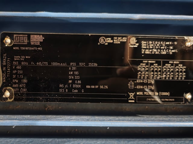 250 HP 1800 RPM Weg, Frame 445/7TS, TEFC BB, 460 Volts, New Surplus - Image 1