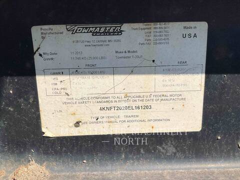 Towmaster T-20LP AIR, Trailer, S/N: 4KNFT2020EL161203, 2014 - Image 5