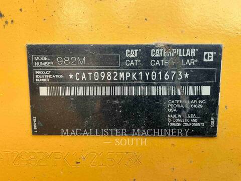 Cat 982M, Wheel Loader, 13372 hours, S/N: K1Y01673, 2017 - Image 6