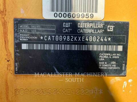 Cat 982XE, Wheel Loader, 8345 hours, S/N: XE400244, 2023 - Image 6