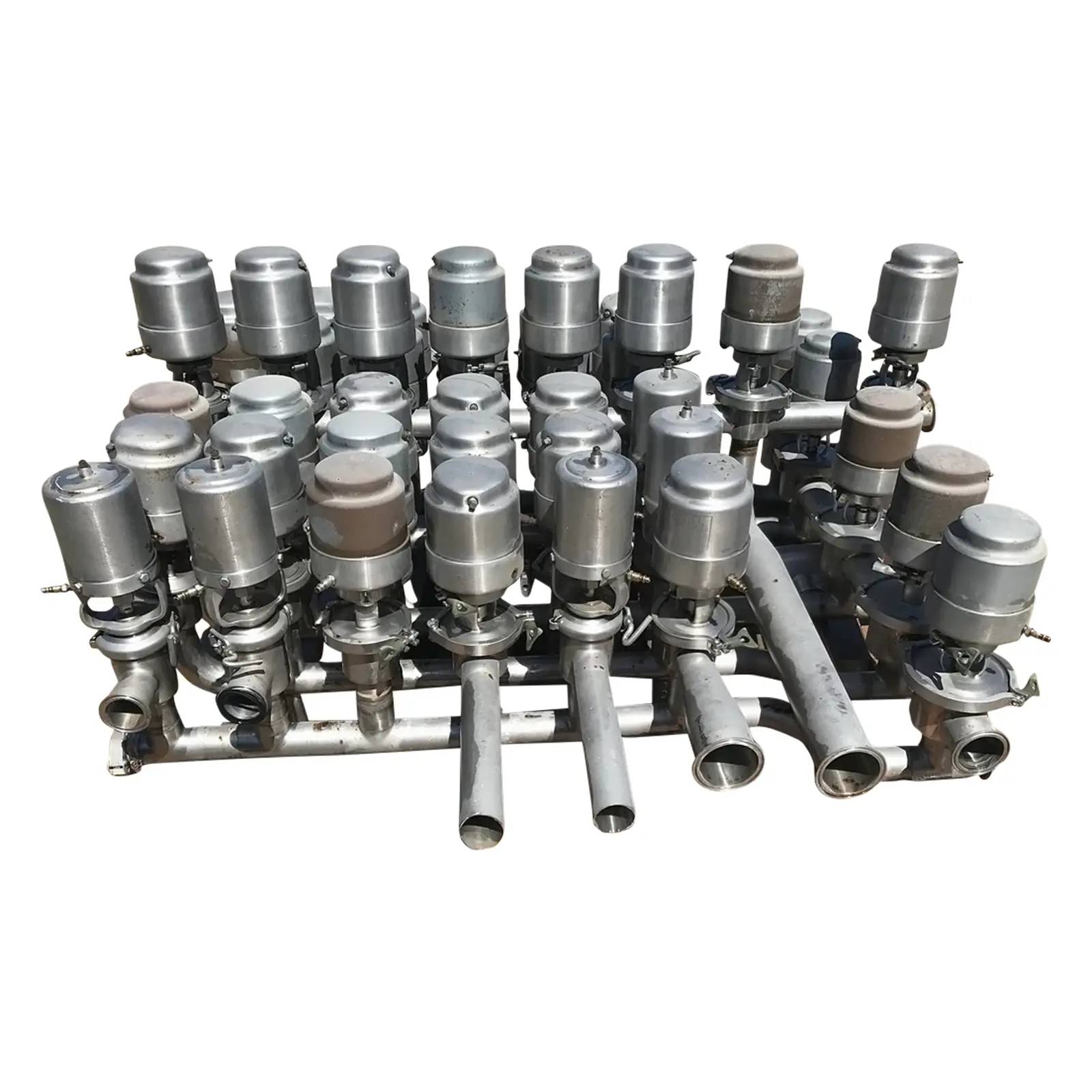 Tri-Clover Tri-Flo, Stainless Steel Pneumatic Valve Cluster, (5) 2-1/2" x 2" & (37) 2" x 2" valves, 42 total - Image 1