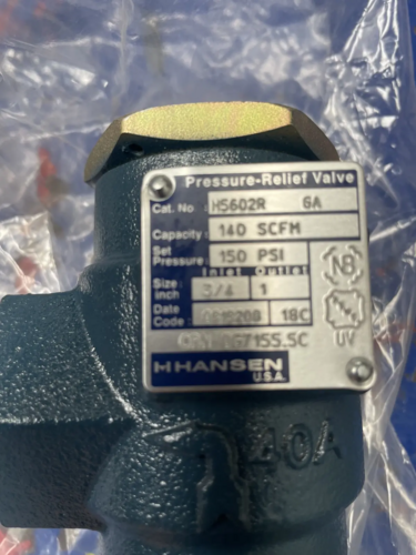 3/4" x 1" Hansen Technologies #HS602R-GA, Pressure Relief Valve, 140 SCFM, 150 psi set pressure - Image 3