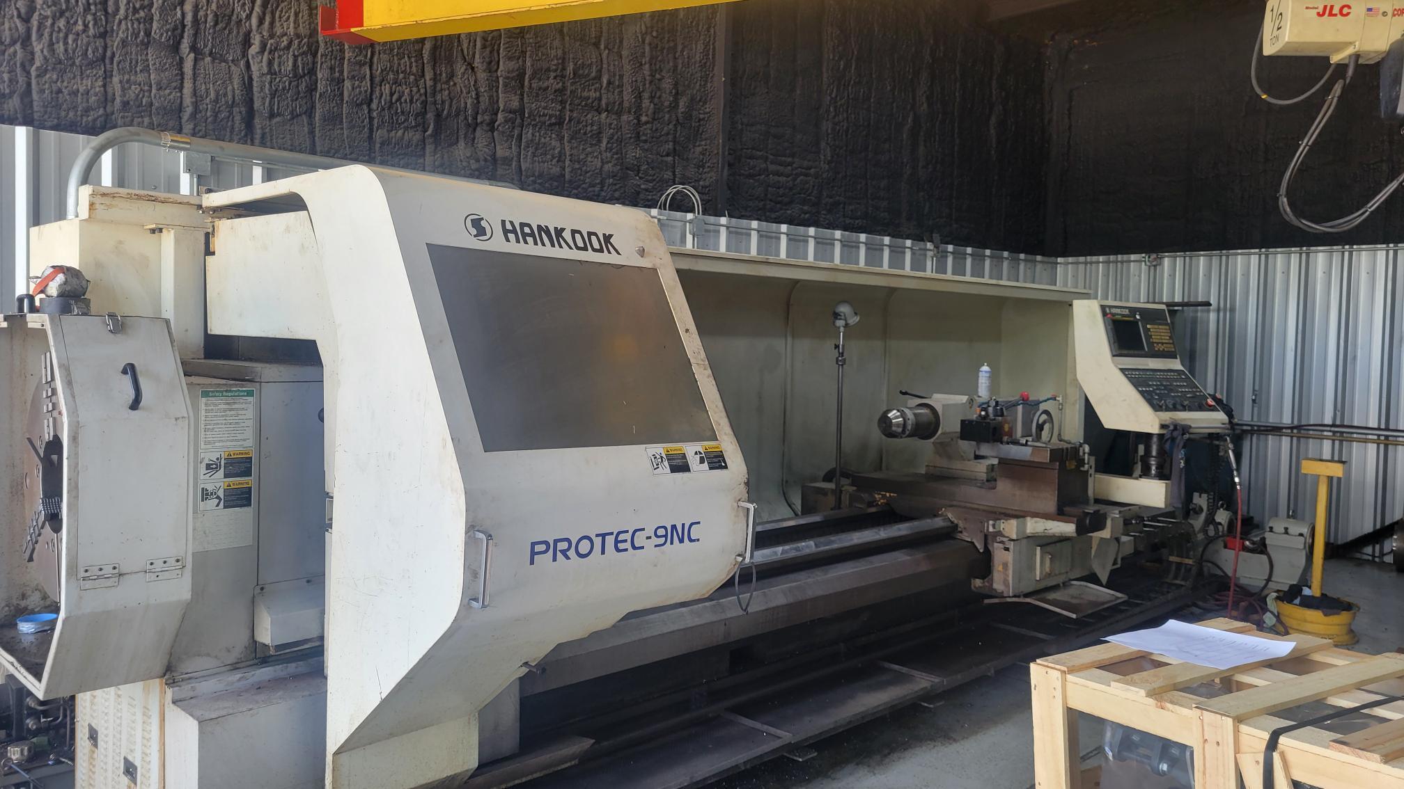 Hankook #Protec-9NC/4000, flat bed CNC lathe, 37.4" swing, 157" machining length, 26 HP, 630 RPM, tailstock - Image 5