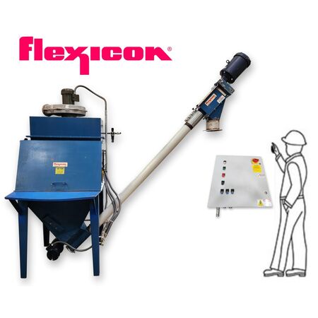 Flexicon, bag dump station w/ 4" x 7' flex screw auger conveyor and dust collection, 12" bag table, 1.5 HP - Image 1