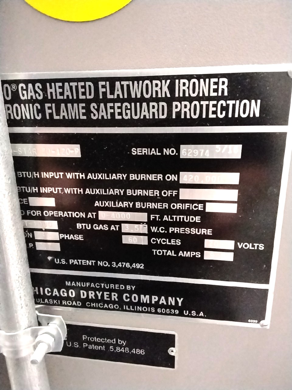 20" x 120" Chicago #Duo-Star-20-120-P, Gas Heated Flatwork Ironer, Laser Series, 2016 - Image 6