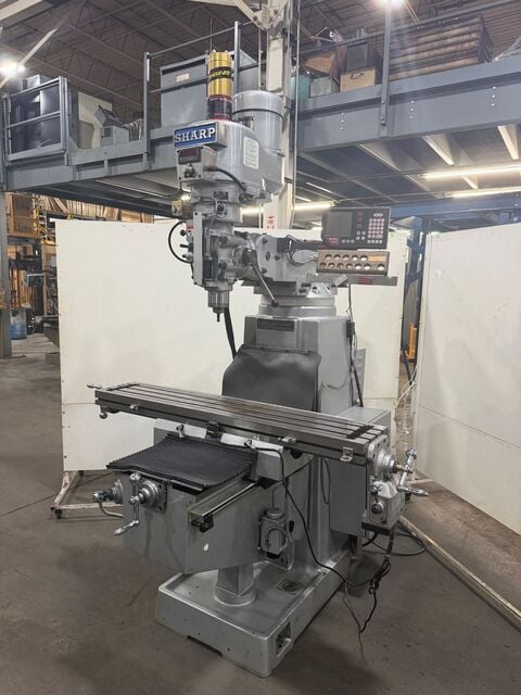 Sharp #TMV-K-N, vertical knee mill, 10" x54" table, 3 HP, 4500 RPM, 39" x16.3" x5" travel, Newall NMS-300 - Image 1