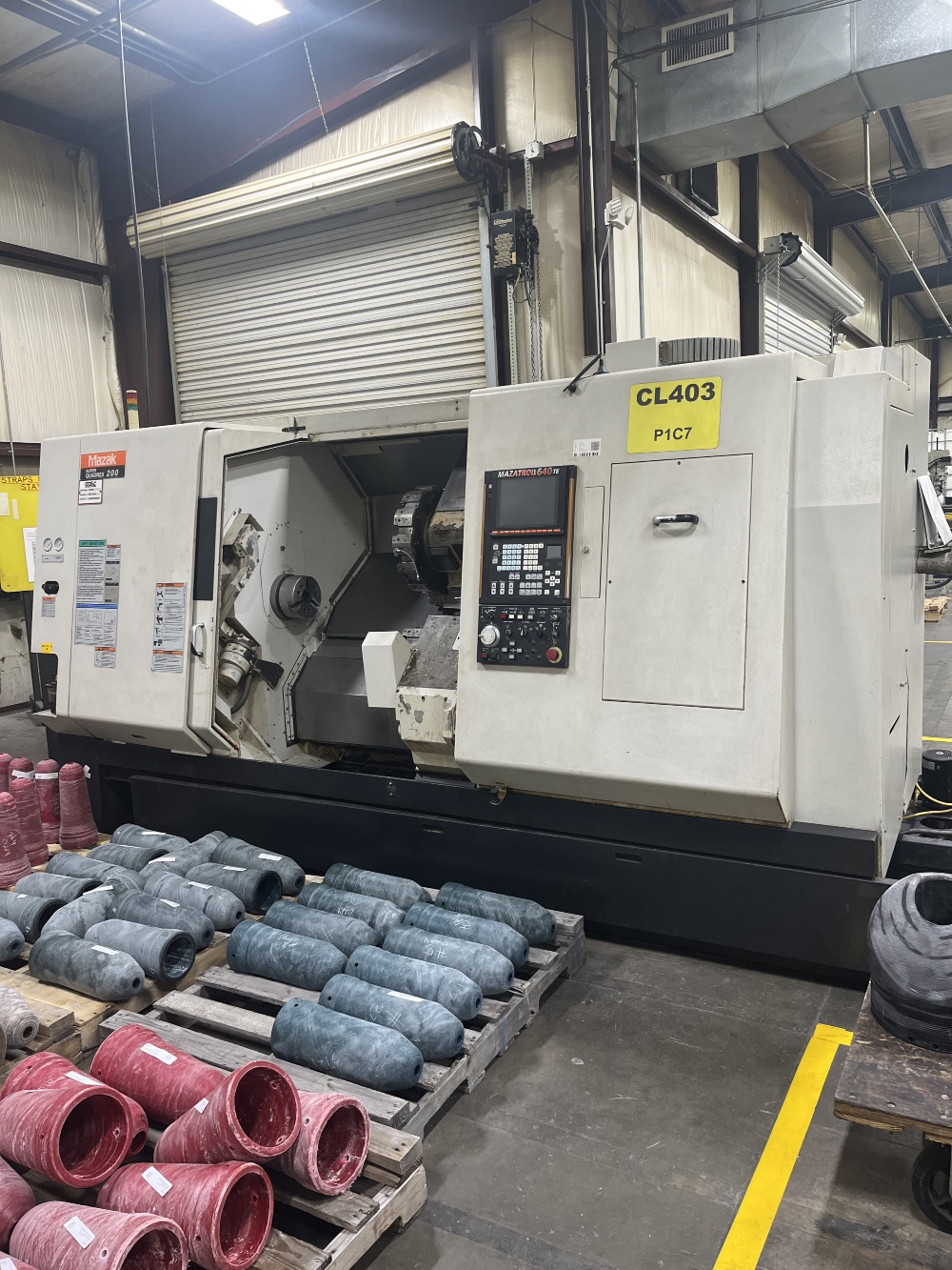 Mazak #Super-Quadrex-200, dual 8" chucks, dual turret (needs a front chuck), Mazatrol 640TE control - Image 1