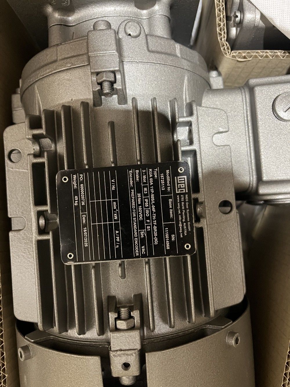 2 KW HP 1800 RPM Watt Drive KUA60 gearbox + WEG 0.55 KW 460 Volts, 90S/L TEFC 3Ph 60Hz (+/- 0.75HP) - Image 5