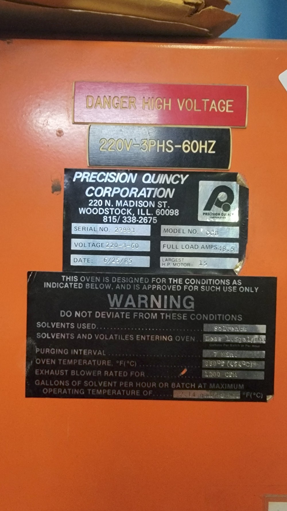 96" width x 96" H x 180" D PQ, gas fired walkin oven, 850°F, 220 V. - Image 3