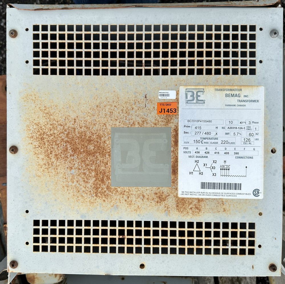 10 KVA 415 Delta Primary, 480Y/277WYE Secondary, BEMAG Inc., 3-Phase Isolation Transformer, CSA, 60 Hz - Image 2