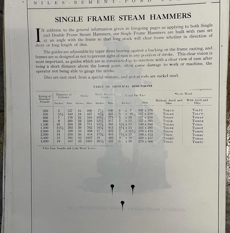 600 lb. Niles Bement Pond, steam forging hammer - Image 4