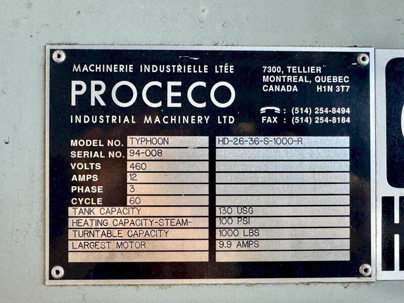 26" Proceco Typhoon #HD-26-36-S-1000-R, rotary parts washer - Image 8