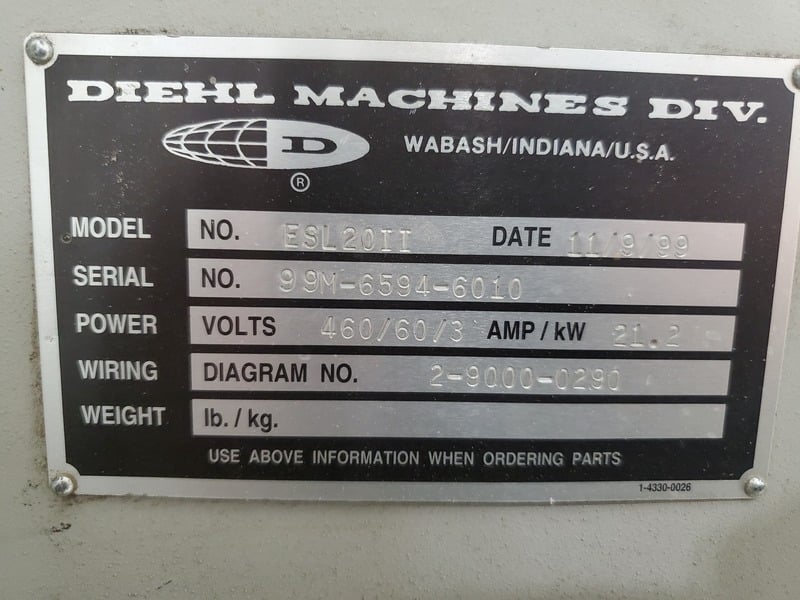 Diehl #ESL-20-II, Straight Line Rip Saw, 19" throat, 2.5" max. cutting thickness, 16" blade, 15 HP, 60 FPM - Image 2