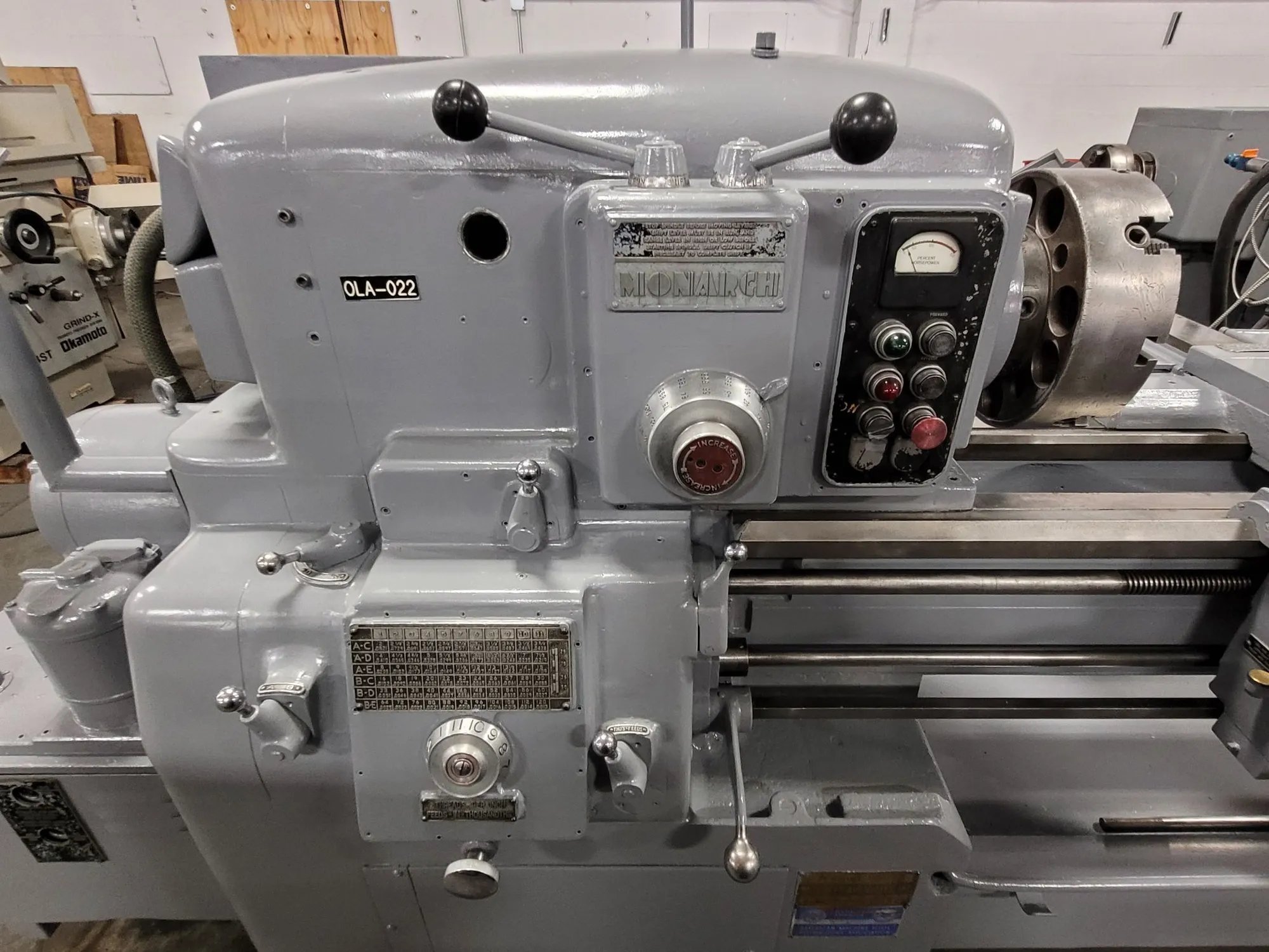 17" x 54" Monarch #612, Engine Lathe, 10 HP, 14-1750 RPM, 2" Bore - Image 9