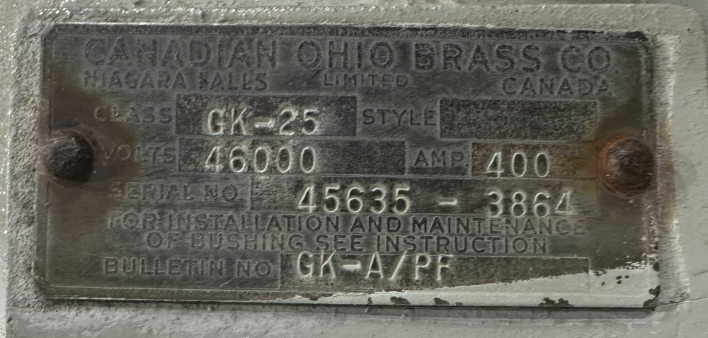 15 KV, Canadian Ohio Brass Co. Ltd., Condenser Bushing, HV, 1200 Amp, Class 15, GK 10 - Image 2