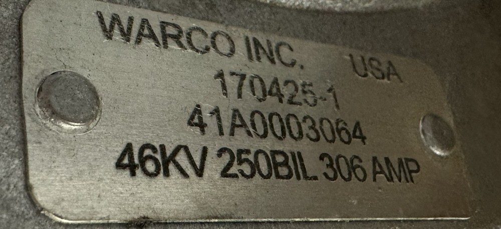 46 KV, WARCo Inc. USA, Condenser Bushing, HV, 306 Amp. SET of QTY 3 - Image 1