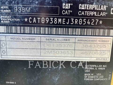 Cat 938M, Wheel Loader, 4489 hours, S/N: J3R05427, 2018 - Image 6
