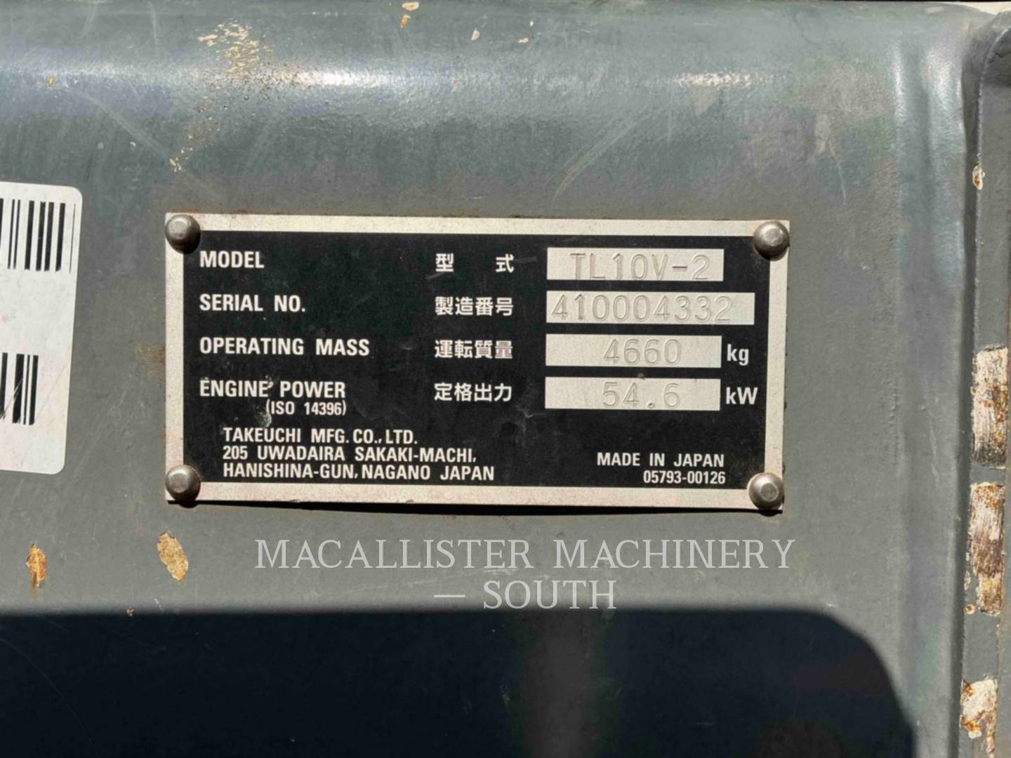 Takeuchi Mfg. Co. Ltd. TL10V-2, 542 hours, S/N: 410004332, 2020 - Image 5