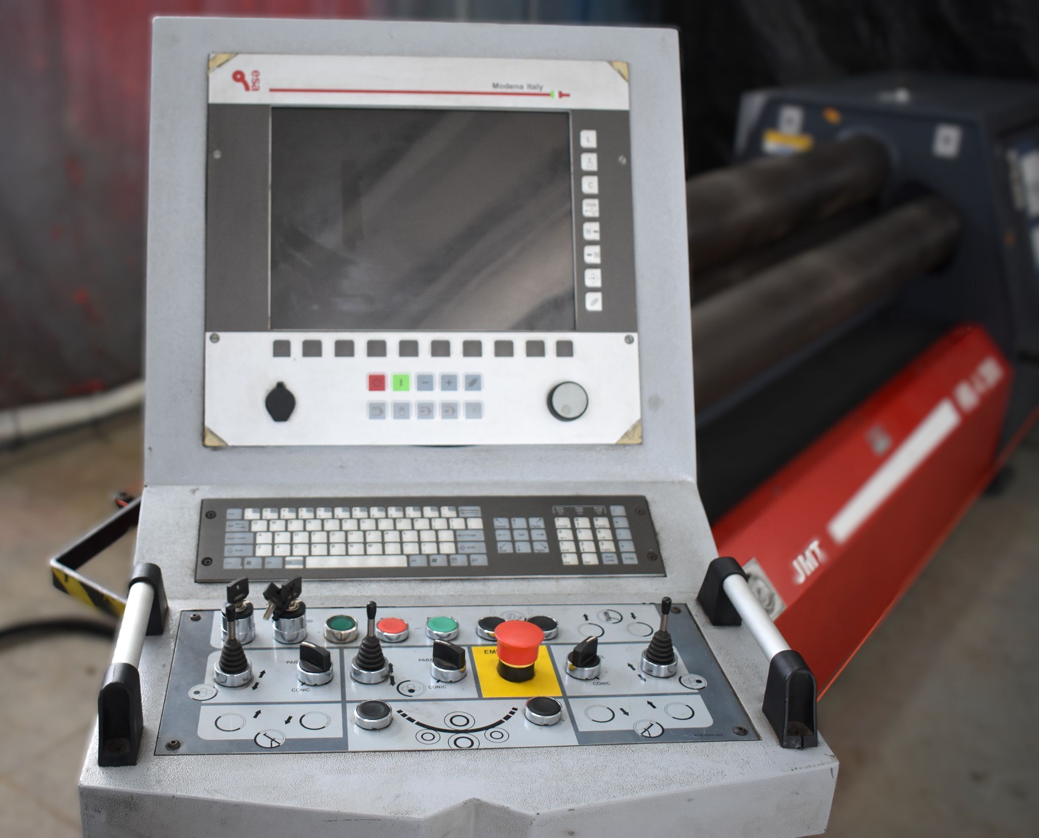 72" x 1/4" JMT #HRP-4, hydraulic 4-roll plate bending roll, 7.8" top roll, cone attachment, ESA control, 460 - Image 4