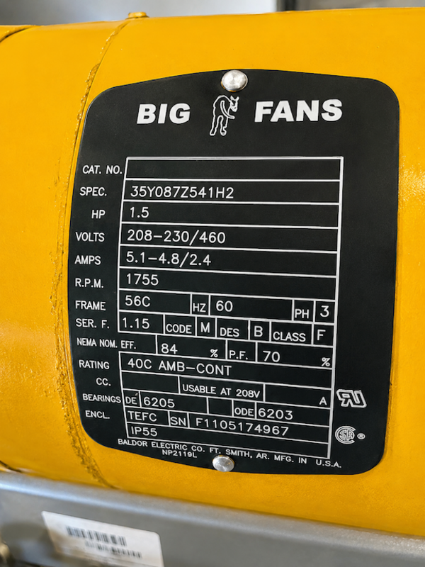 Big Ass #Powerfoil-X, HVLS Ceiling Fan, 18' diameter, 1 HP, 47 RPM, 2011 (2 available) - Image 2