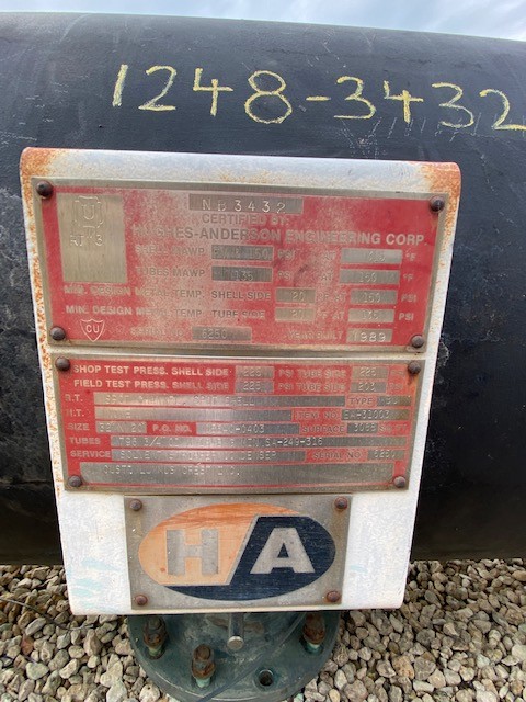 3088 sq.ft., 150 psi/FV shell, 135 psi/FV tubes, Hughs-Anderson, surplus heat exchanger; 304ss shell; 316ss - Image 5