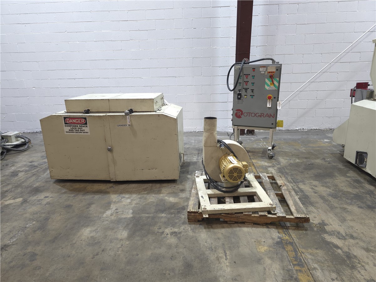 14" x 48" Rotogran #WO-1448-RF, roll feed granulator, 30 HP, 3 knife open rotor, 2 bed knives, 41" infeed - Image 3