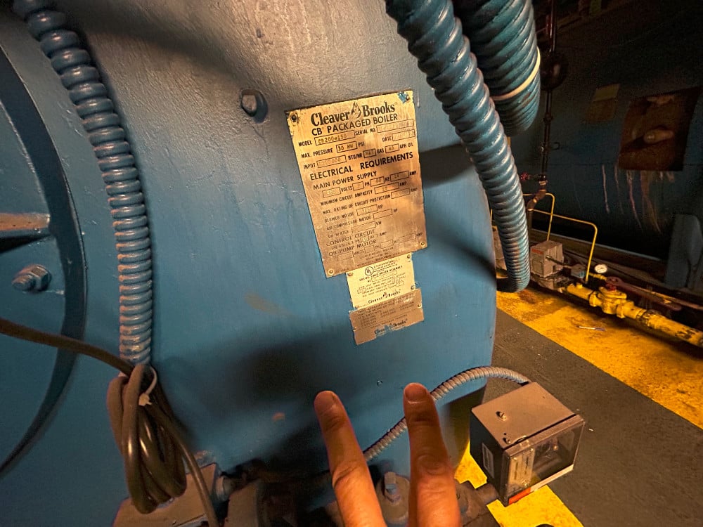 Cleaver-Brooks #CB200-150 - a 150 HP packaged firetube hot water boiler (the " HW" on the max pressure line - Image 1
