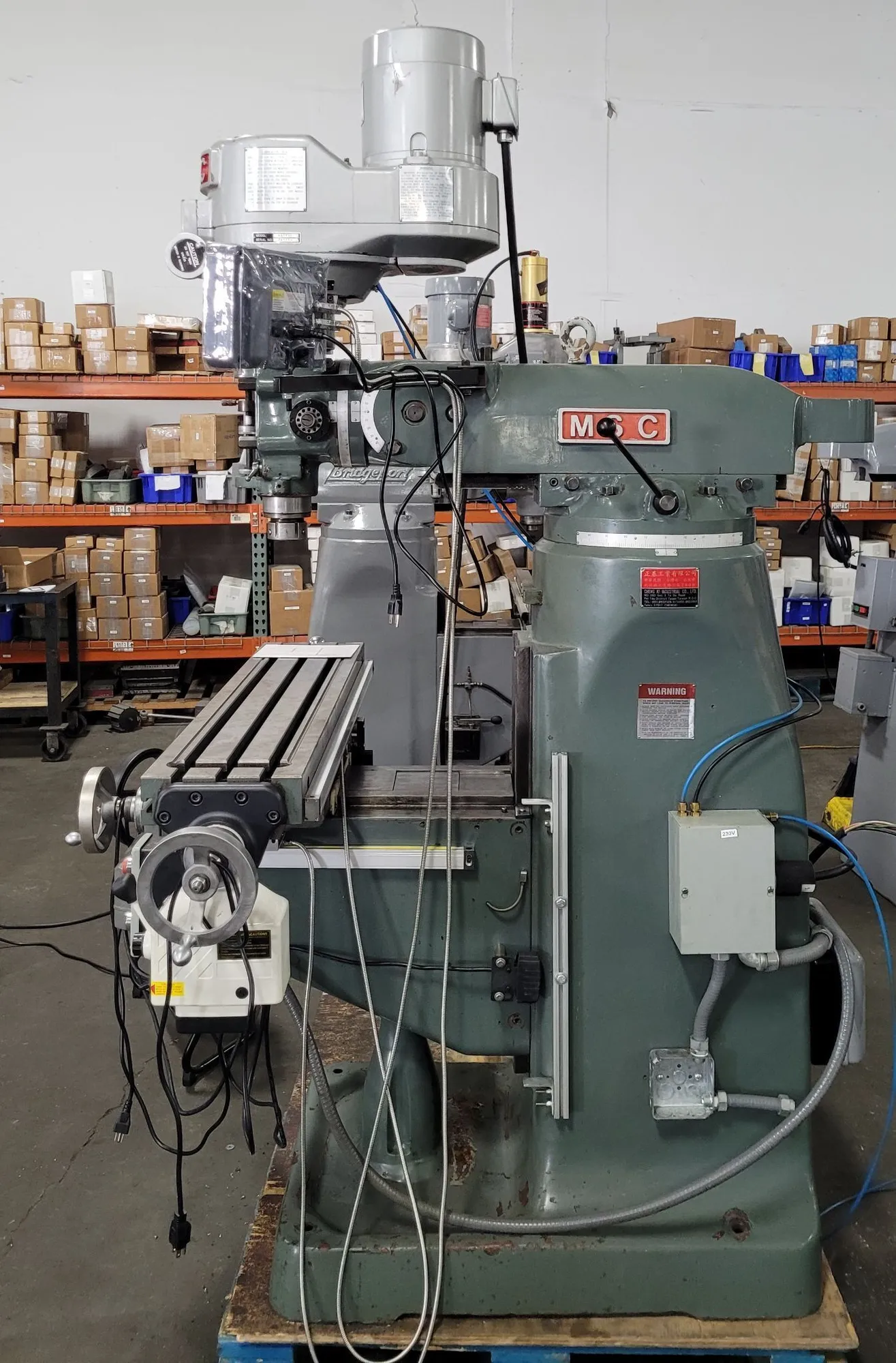 MSC #951710, Vertical Knee Mill, 9" x 42" table, 30" X, 13" Y, 16" Z, 2 HP, 4800 RPM, digital read out - Image 2