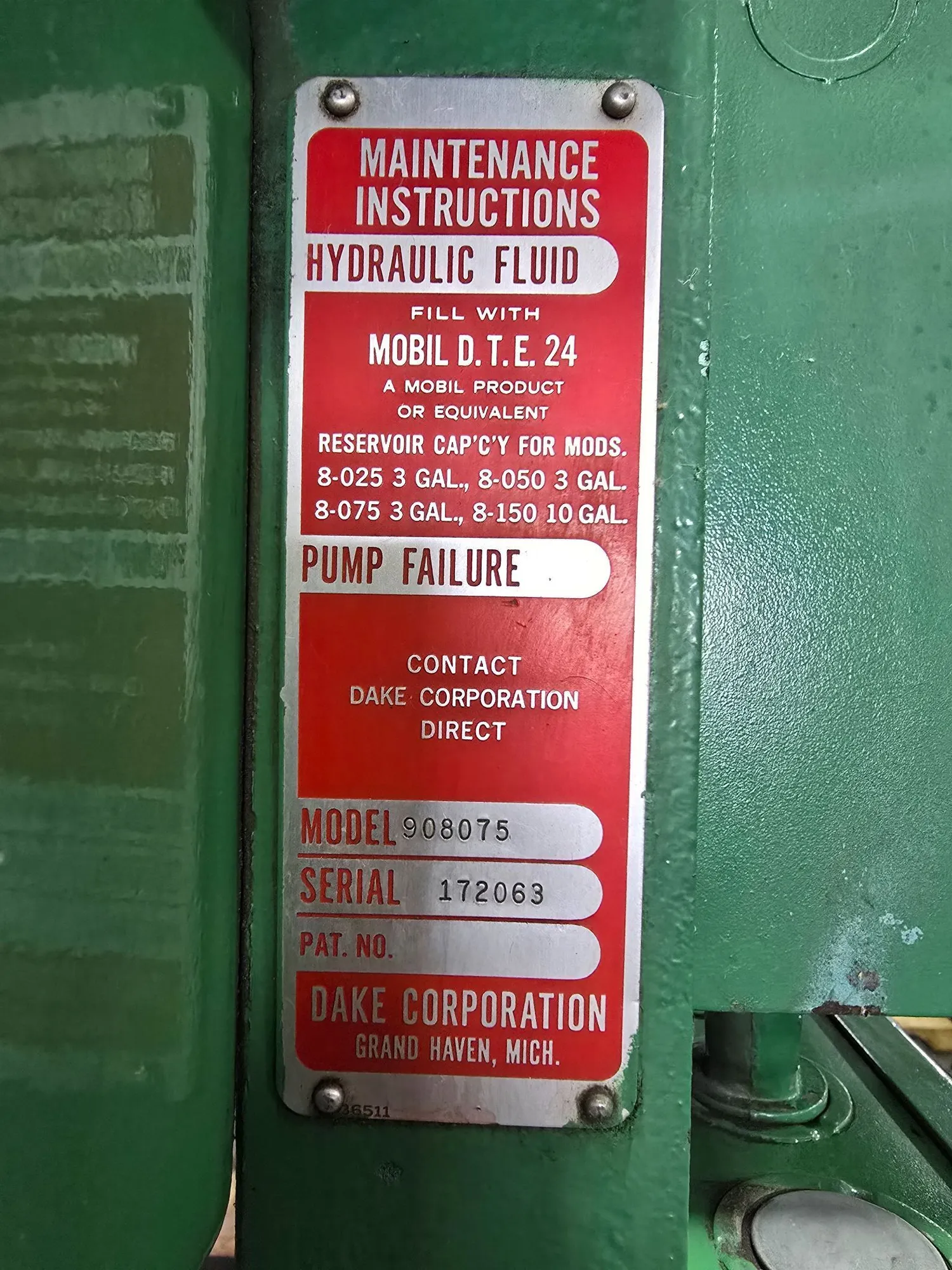 75 Ton, Dake #908075, H-frame press, 28 Ton pull, 10" stroke, 33" daylight, 2 HP, 440 V. - Image 4