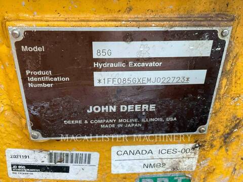 John Deere 85G, 1727 hours, S/N: 1FE085GXEMJ022723, 2021 - Image 6