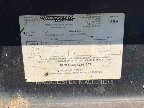 Towmaster T-20LP AIR, Trailer, S/N: 4KNFT2020EL161203, 2014 - Image 5