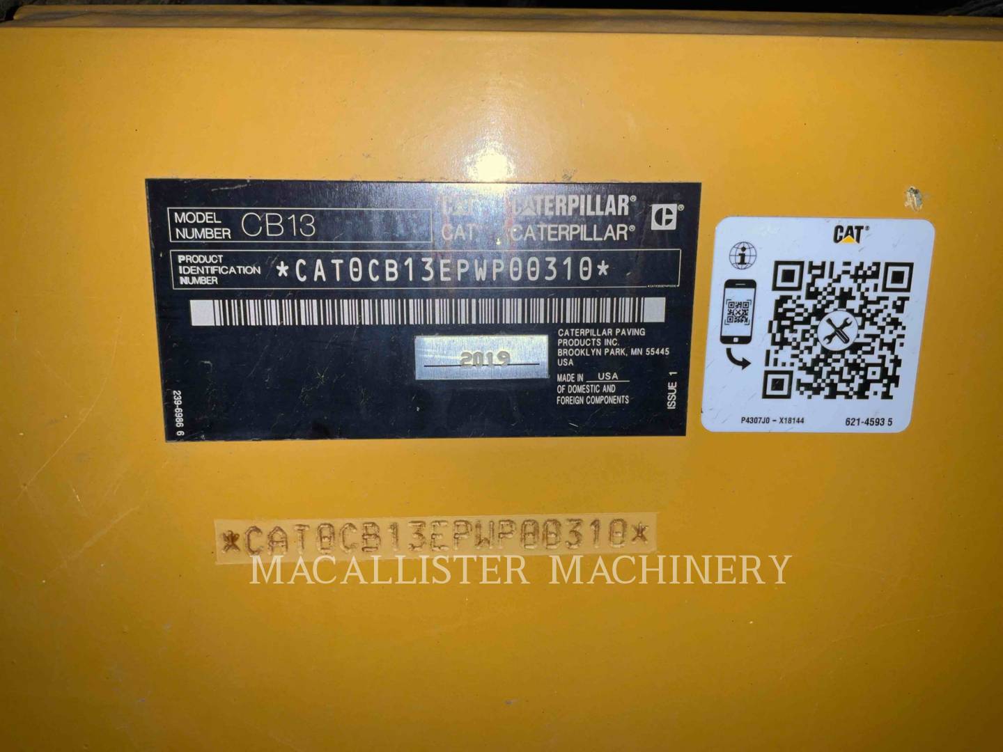 Caterpillar CB13, 4189 hours, S/N: PWP00310, 2019 - Image 8