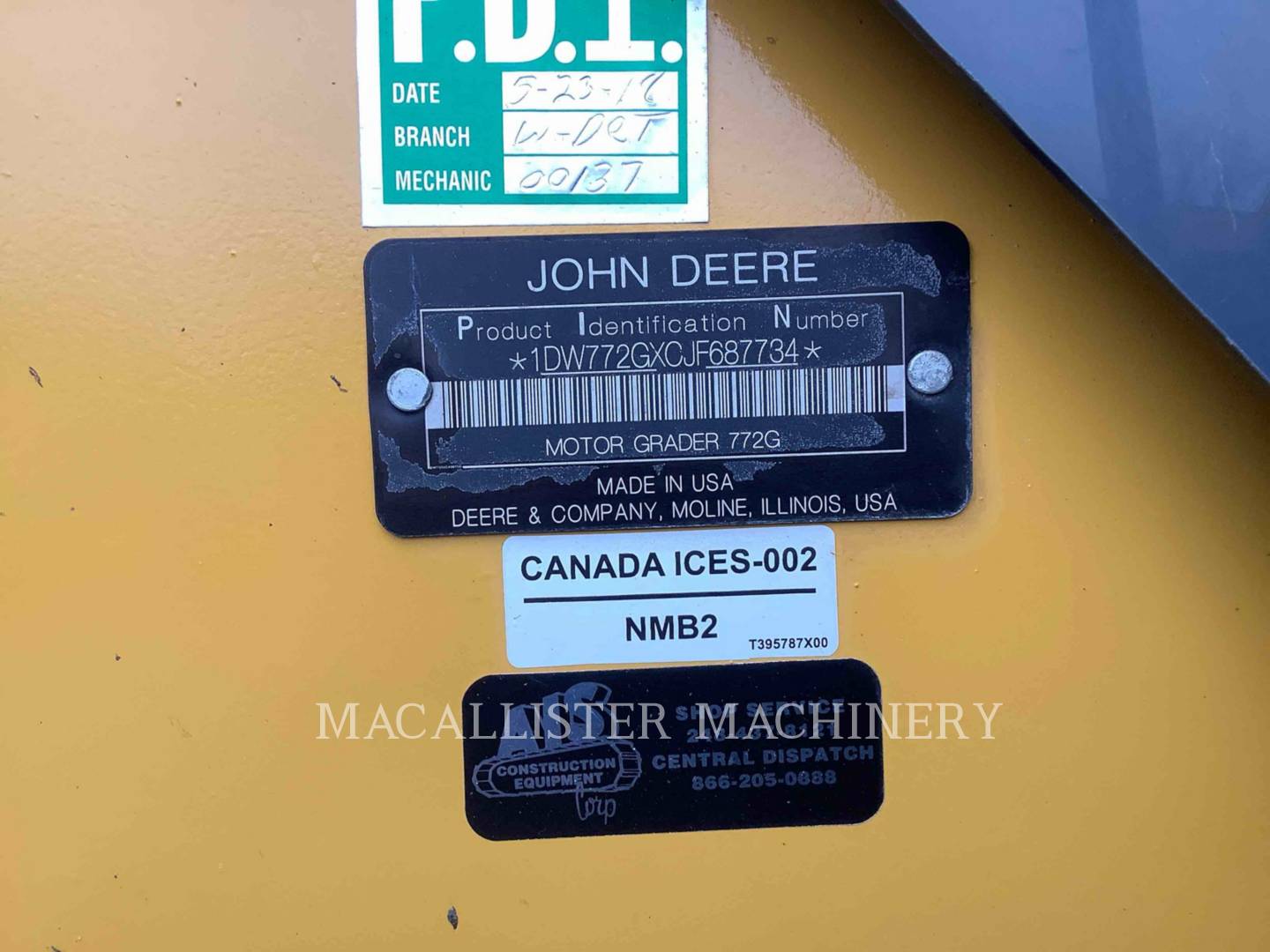 Deere & Co 772G, Motor Grader, 6937 hours, S/N: 1DW772GXCJF687734, 2018 - Image 6