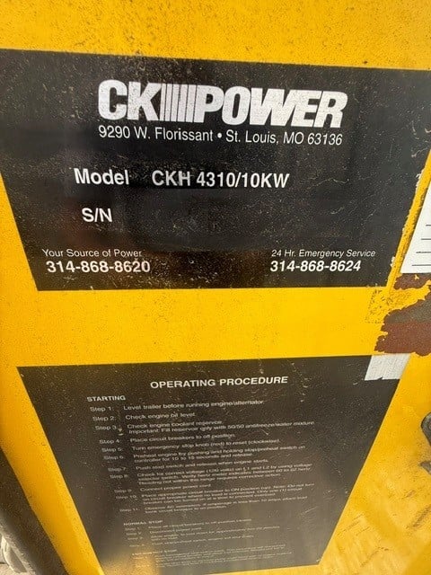 10 KW CK Power #CKH-4310, mobile diesel generator set, 120/240 Volts, 1-phase, Kubota V1305 engine - Image 3