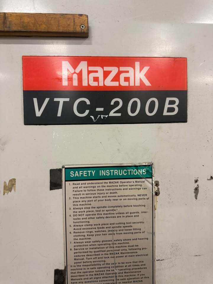 Mazak #VTC-200B, 4-Axis CNC Vertical Machining Center, 44" X, 20" Y, 20" Z, 57" x 20" table, 20 HP, 10,000 - Image 2