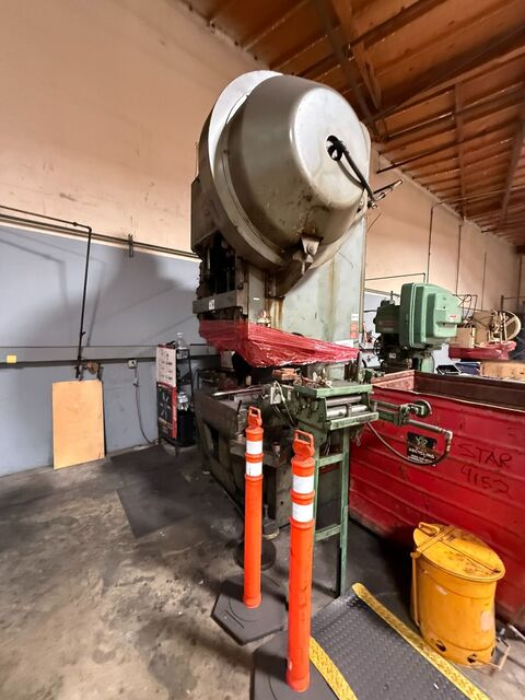 110 Ton, Bliss #C-110, OBI Punch Press, 8" stroke, 15" shut height, 27" x 42" bed, 60 SPM, integrated roll - Image 1