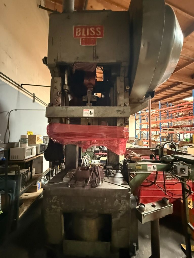 110 Ton, Bliss #C-110, OBI Punch Press, 8" stroke, 15" shut height, 27" x 42" bed, 60 SPM, integrated roll - Image 4