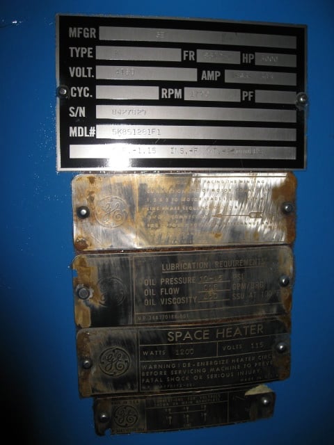 3000 HP 1790 RPM General Electric, Frame 8512Z, 4160 Volts, 1.15 service factor, AC Induction Motor - Image 4