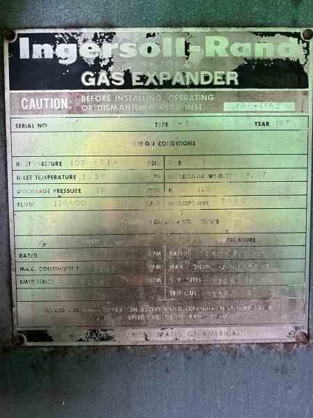 7250 HP Ingersoll-Rand #E-520, nitric acid plant expander, nitrogen, 105 psia inlet @ 1250&deg;F, 8800 RPM, 15 - Image 2