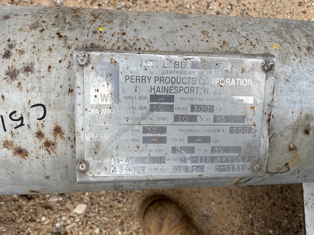 120 sq.ft., 85 psi shell, 35, Perry Products, 300&deg;F, .625" tube diameter, 8' tube length - Image 3