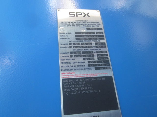 18294 sq.ft., APV #S280M14, plate heat exchanger, 175FV psi, plates, 150°F, 2012, AS IS - Image 2