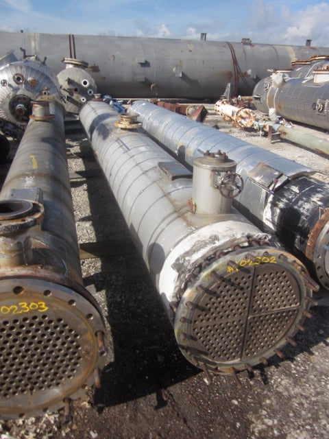 1075 sq.ft., Atlas, heat exchanger, Alloy 20 shell, 904L Stainless Steel tubes, .75" tube diameter, 18' tube - Image 2