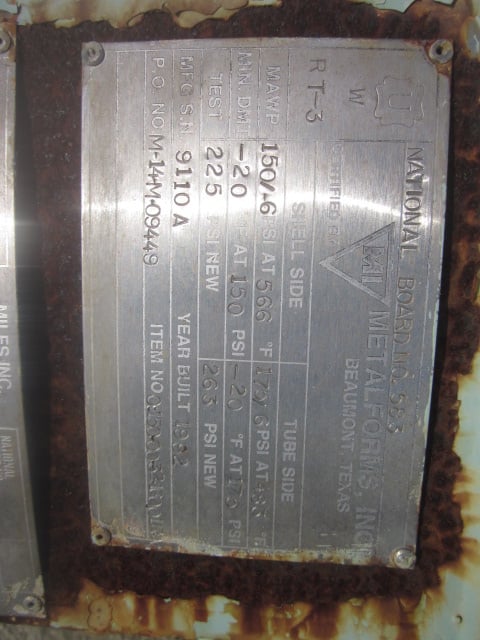 4067 sq.ft., 150 psi shell, 175 psi tube, Metal Forms, 566°F shell, 483°F tube, 30' tube length - Image 4