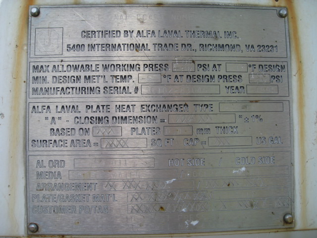 3842 sq.ft., Alfa-Laval, plate heat exchanger, 100FV psi, 212°F, 1995 - Image 6
