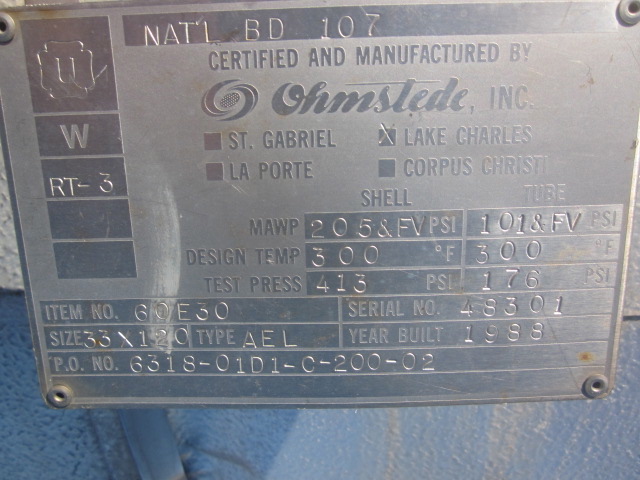 1744 sq.ft., 205, 101, Ohmstede, 300°F, .75" tube diameter, 10' tube length, steam condenser, 1988 - Image 5